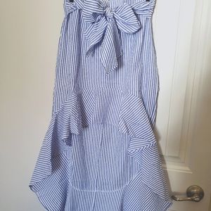 Venus Blue-White Stripe Seersucker Skirt Medium